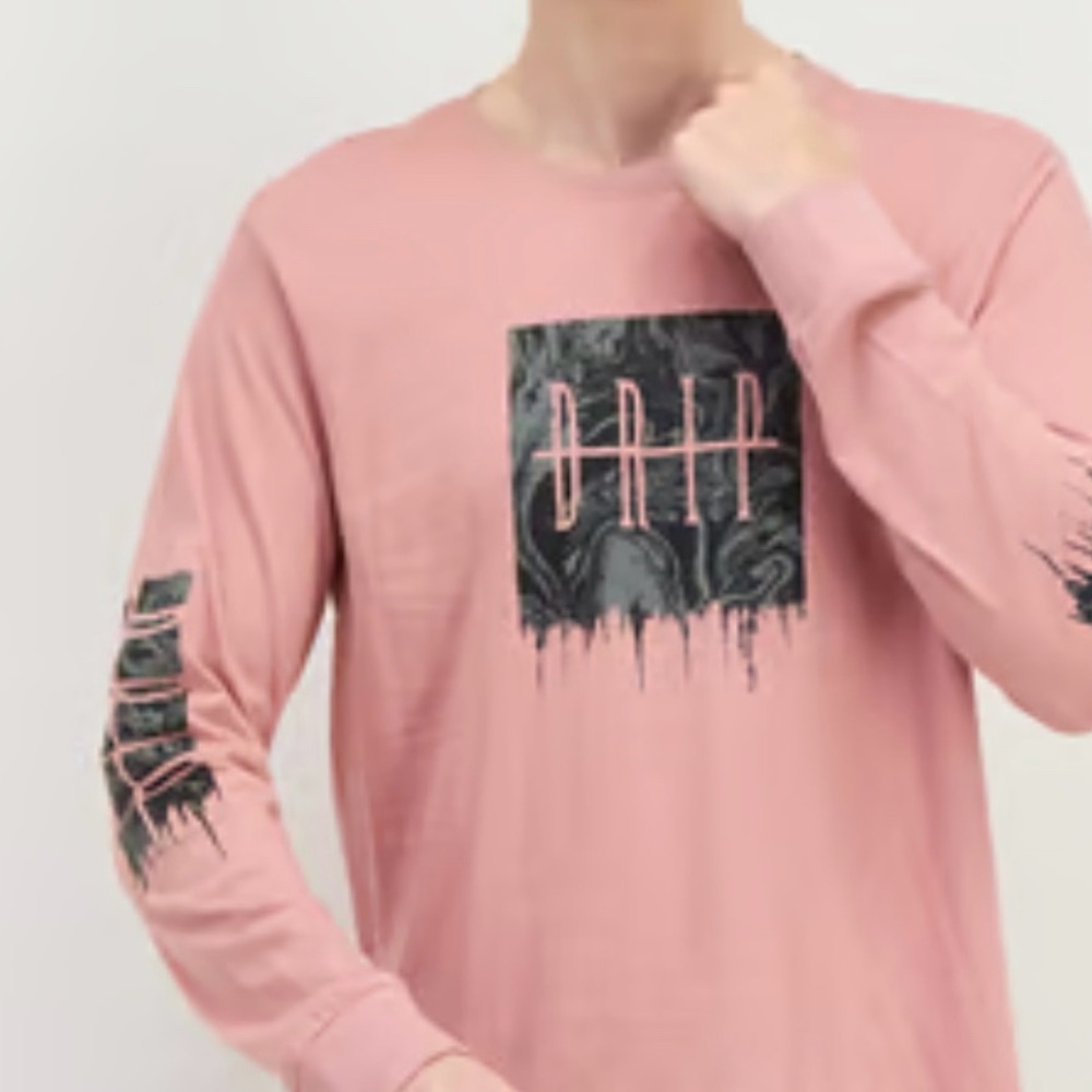 Men’s Brooklyn Cloth “Drip” pink long sleeve cotton T-shirt NWT multiple sizes